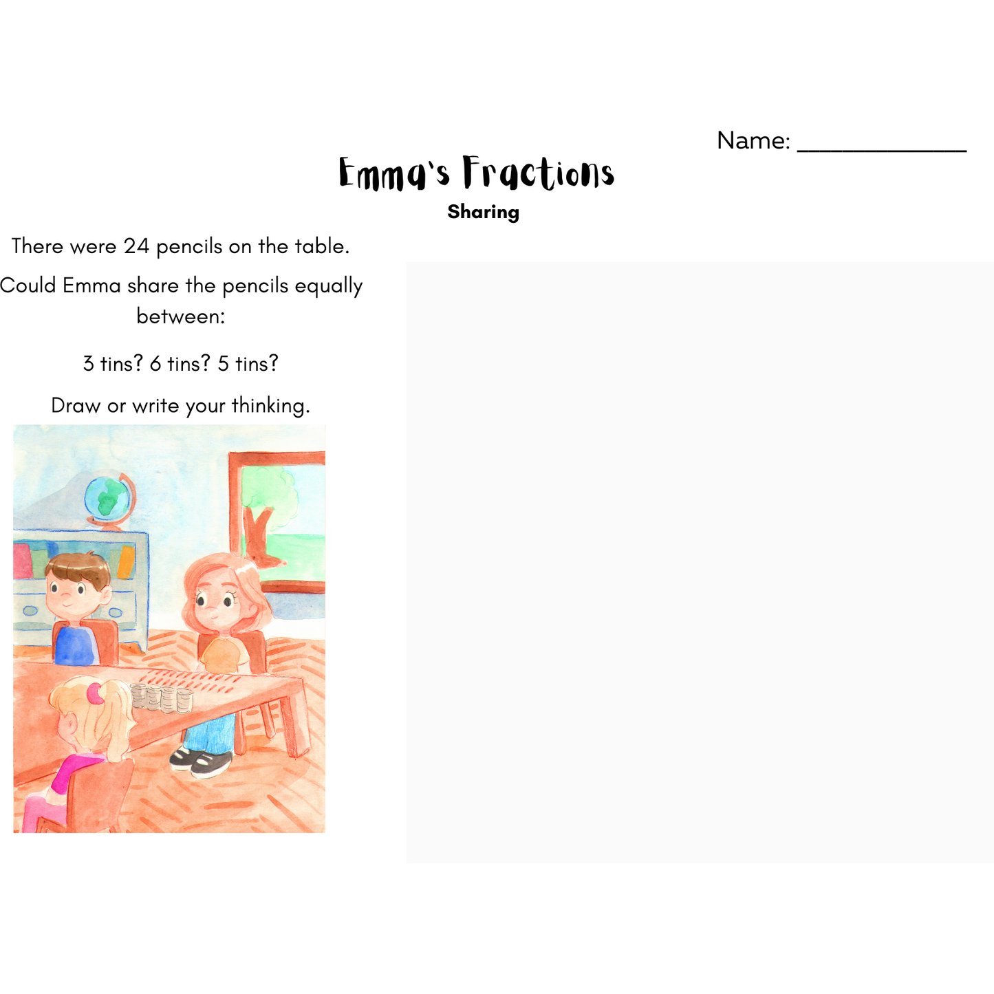 Emma's Fractions - Extra Learning Activities